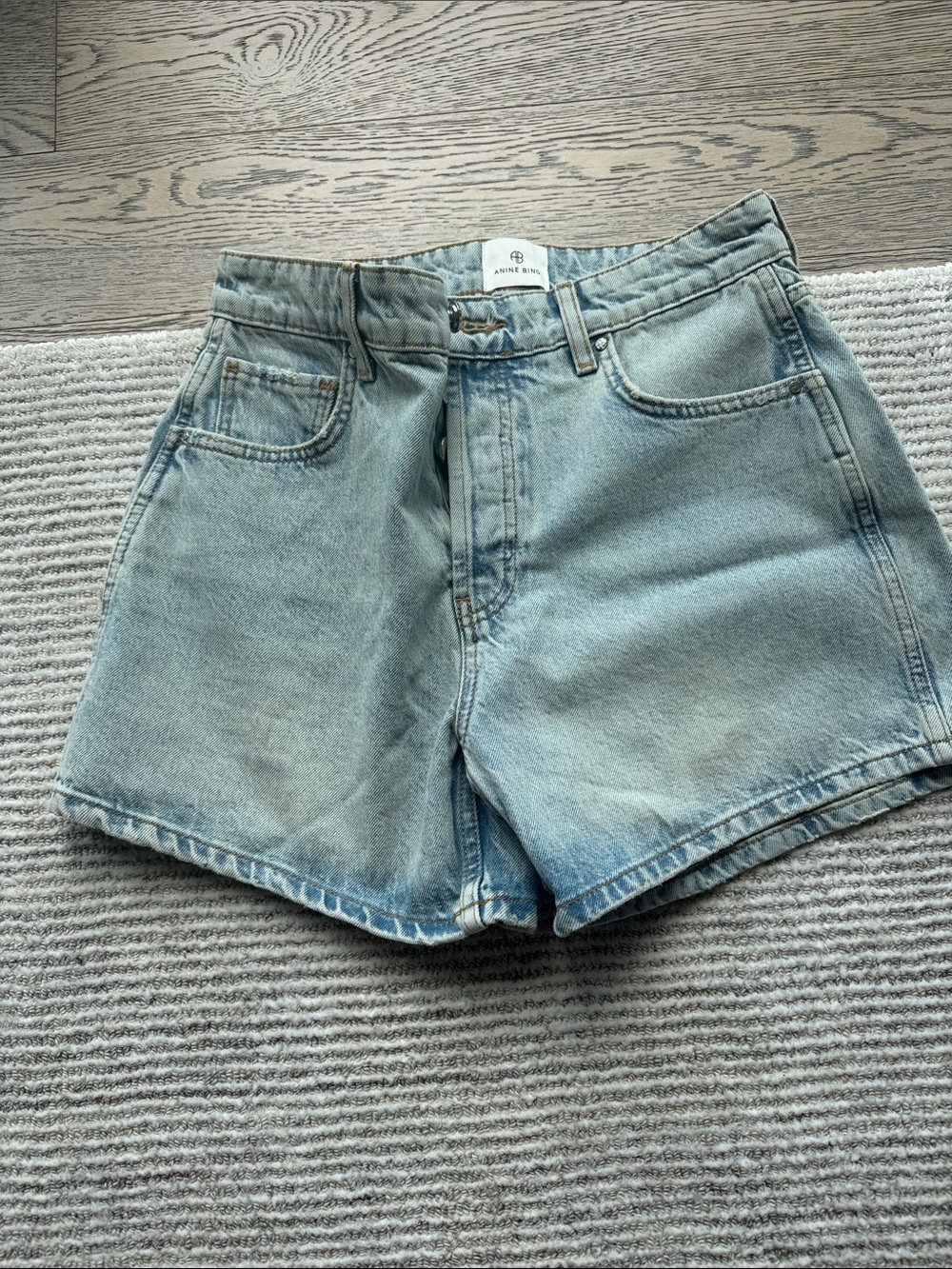 Anime bing Pale Blue High-Rise Denim Shorts